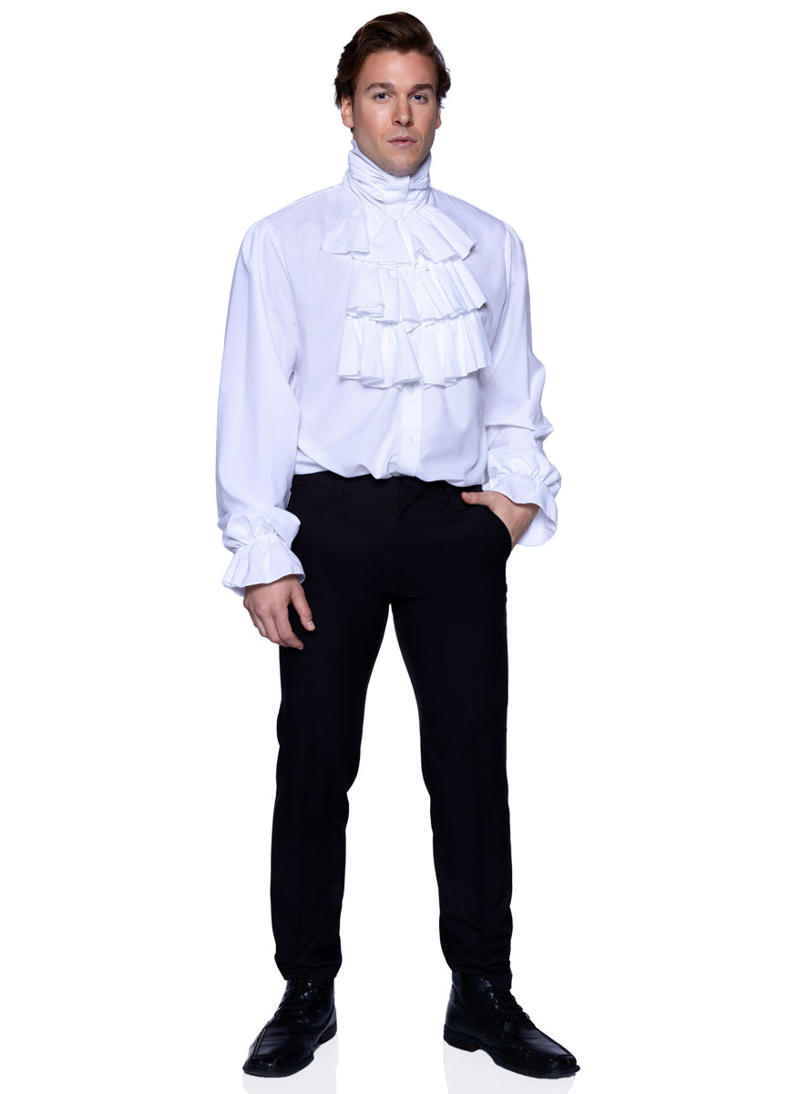 Mens White Ruffle Front Costume Shirt Main Image