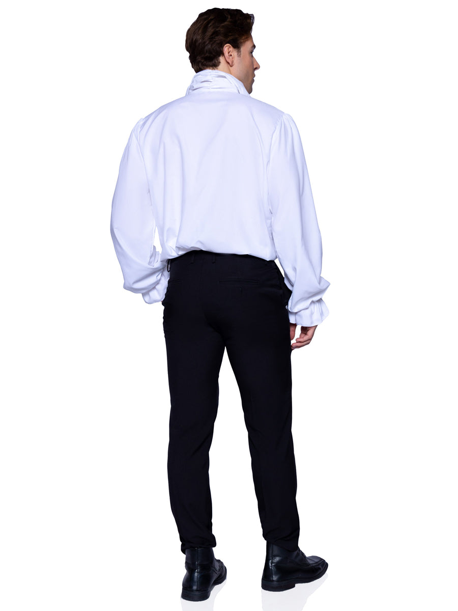Mens White Ruffle Front Costume Shirt Back Image