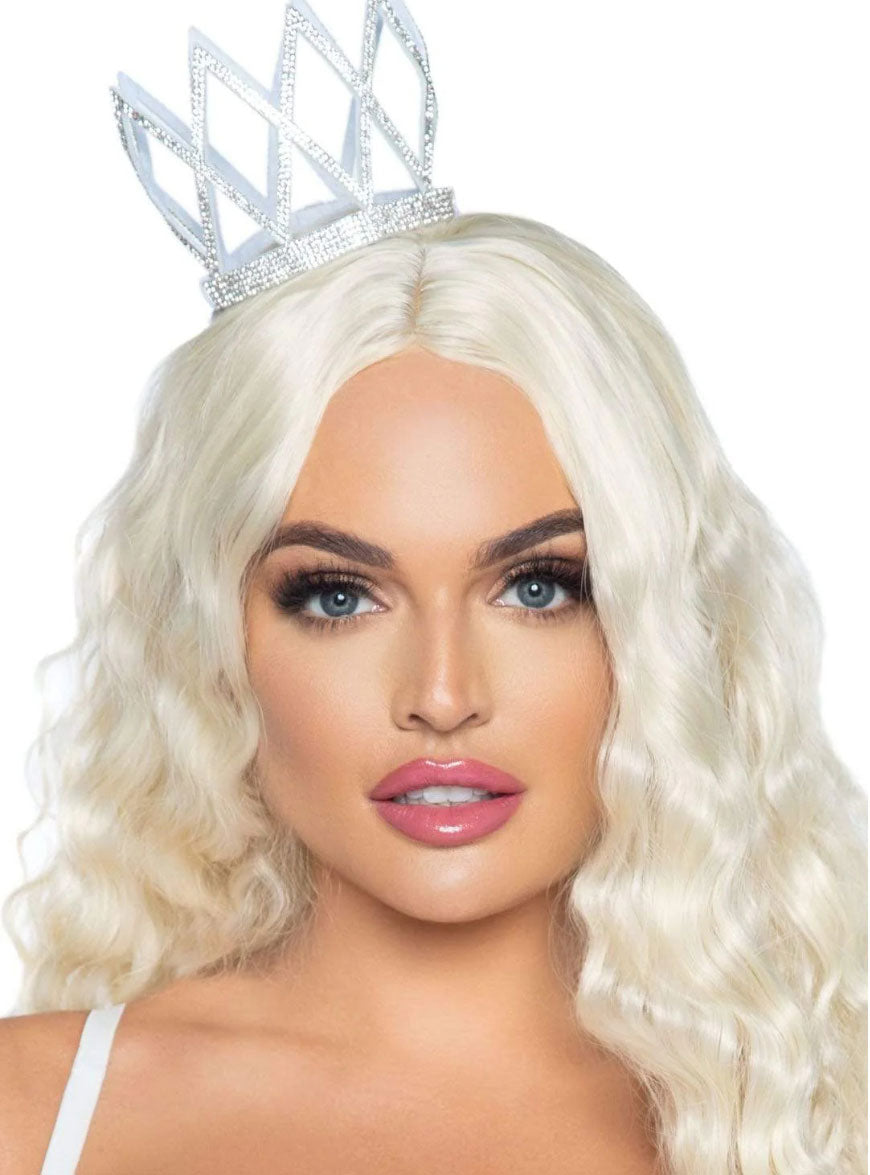 Silver Rhinestone Mini Crown On Headband