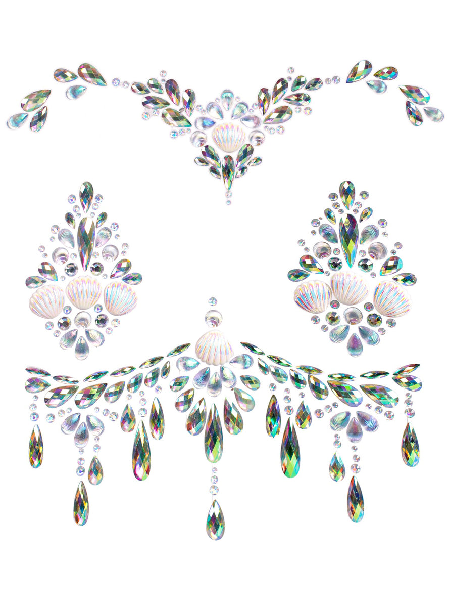 Siren Clear Mermaid Stick On Body Jewels Main Image
