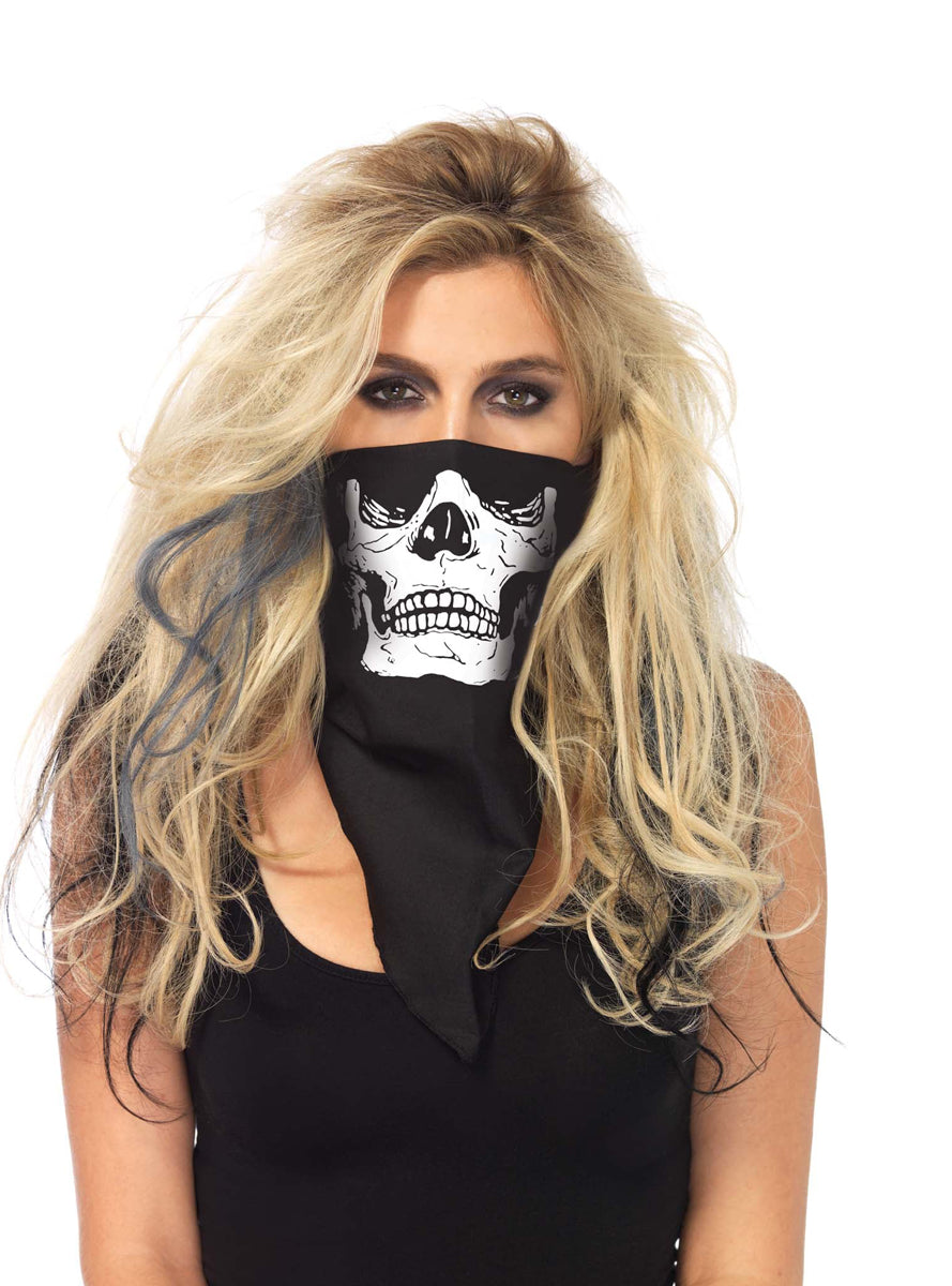Adults Black Skull Print Costume Bandana