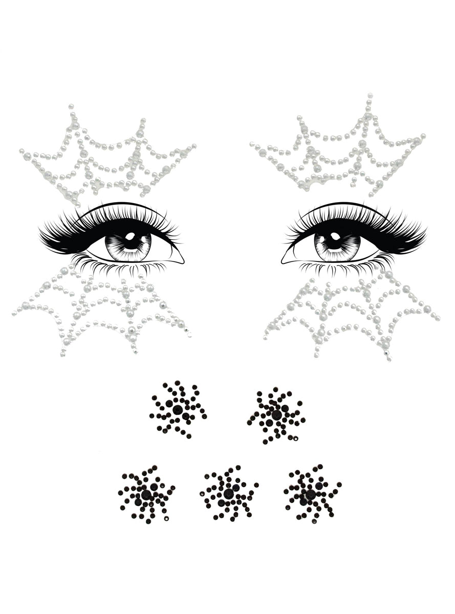 Womens Spider Web Halloween Costume Face Jewels Main Image