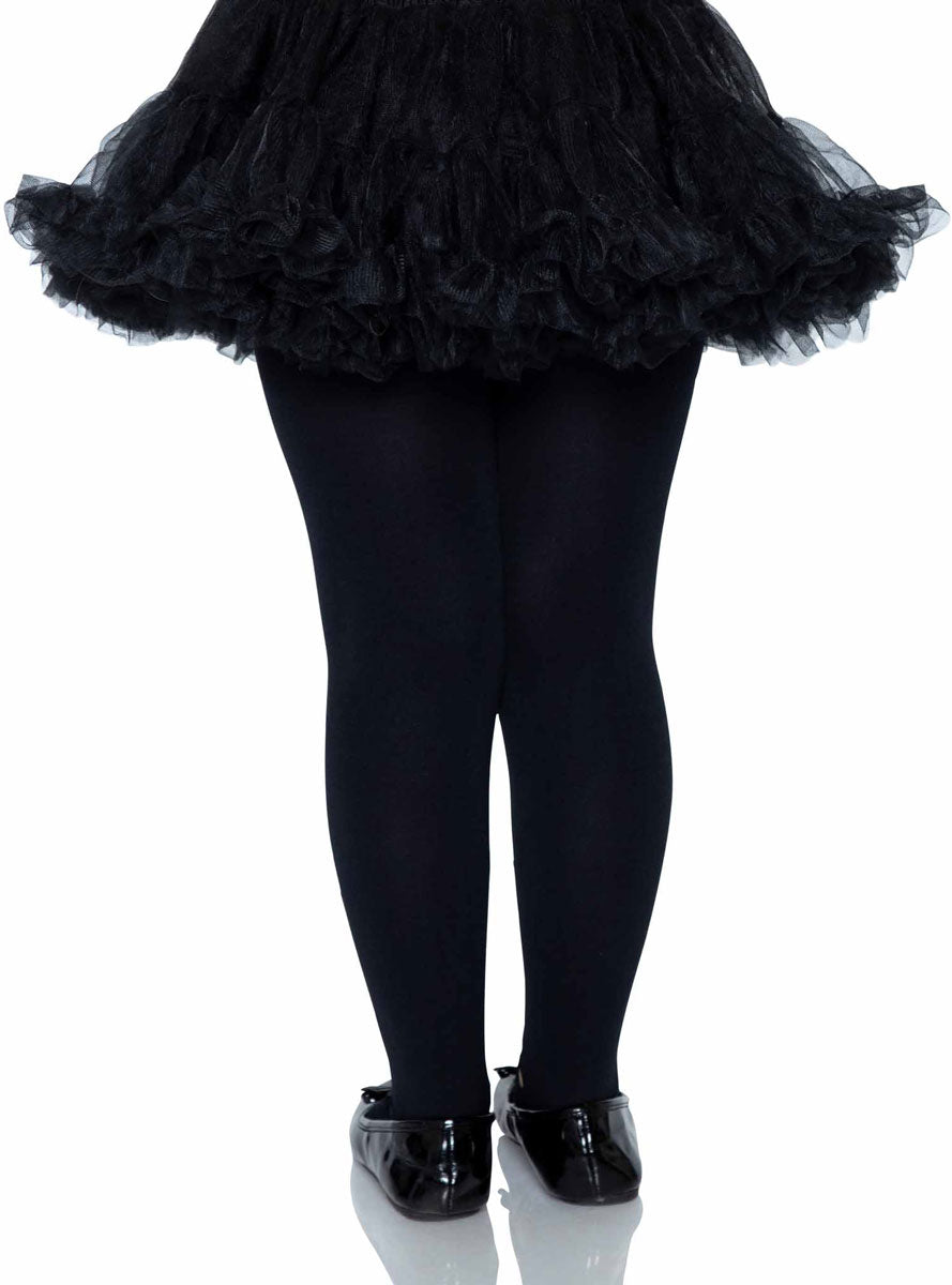 Girls Black Tattered Halloween Costume Tights Back Image