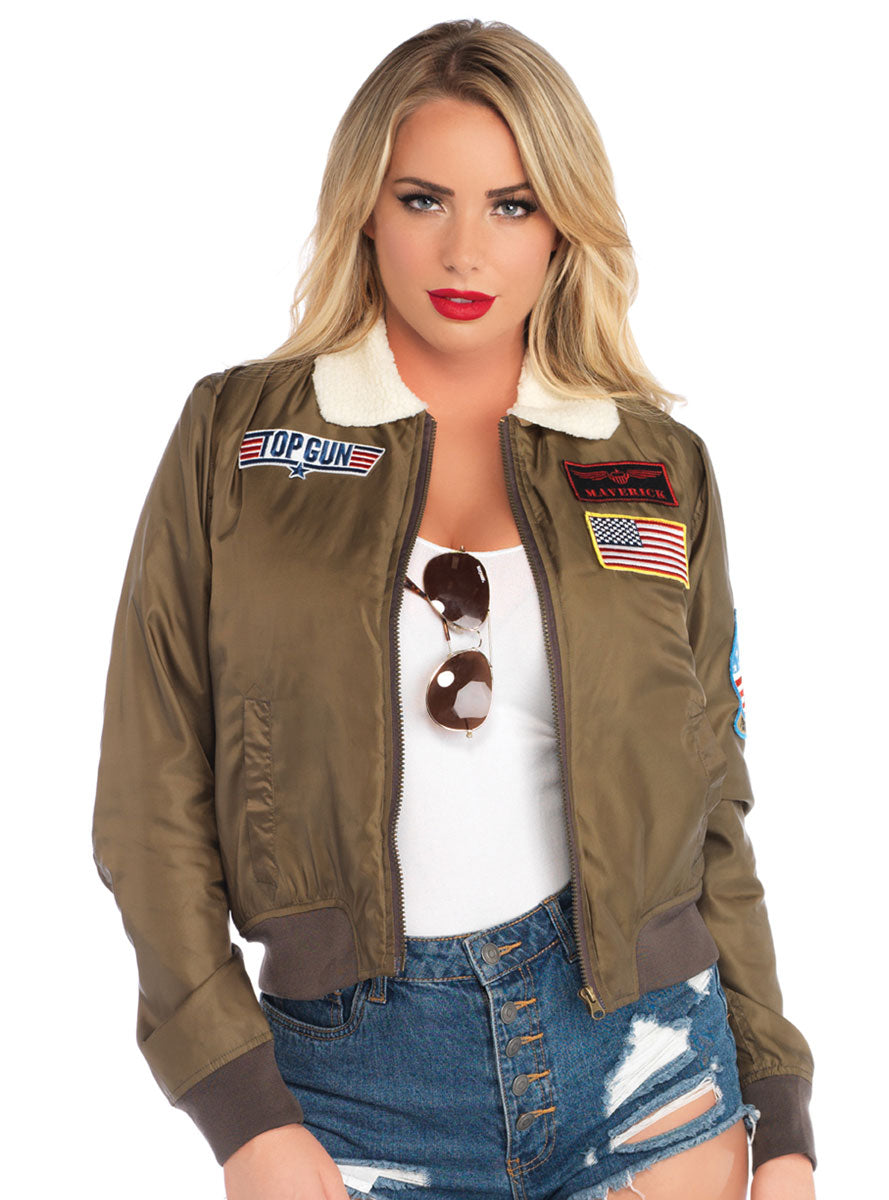 Top Gun Womens Khaki Bomber Jacket