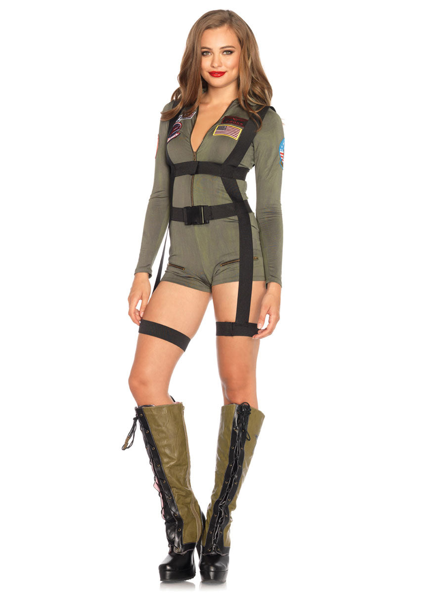 Top Gun Womens Zip Front Sexy Pilot Costume
