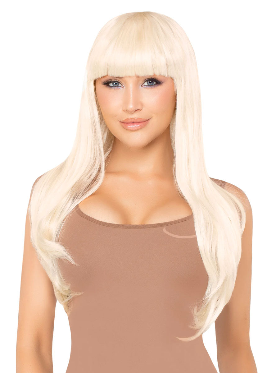 Long Blonde Fashion Wig with Bangs - Main Image