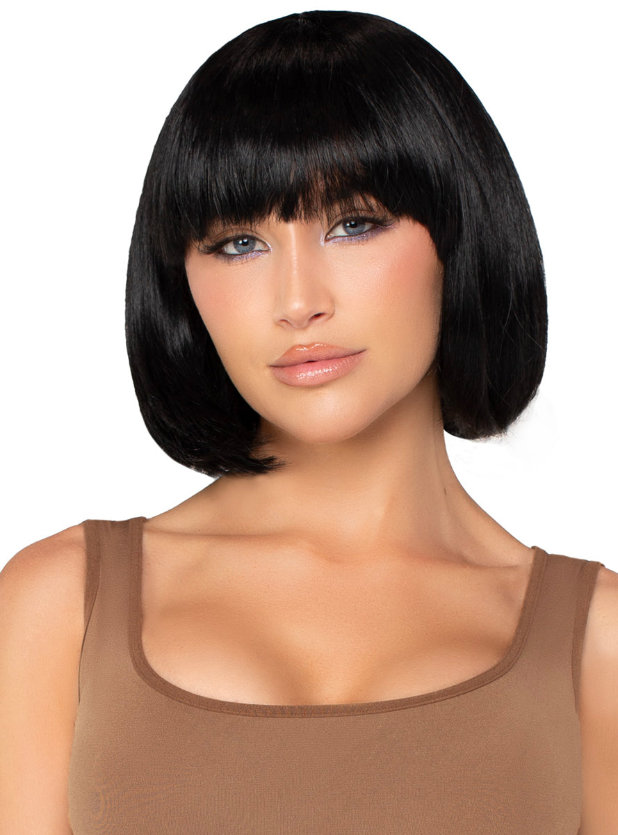 Women's Short Natural Black Bob Costume Wig Accessory - Alternate Image