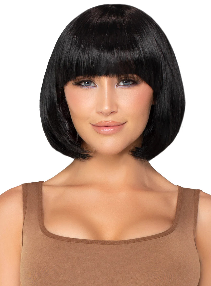 Women's Short Natural Black Bob Costume Wig Accessory - Main Image