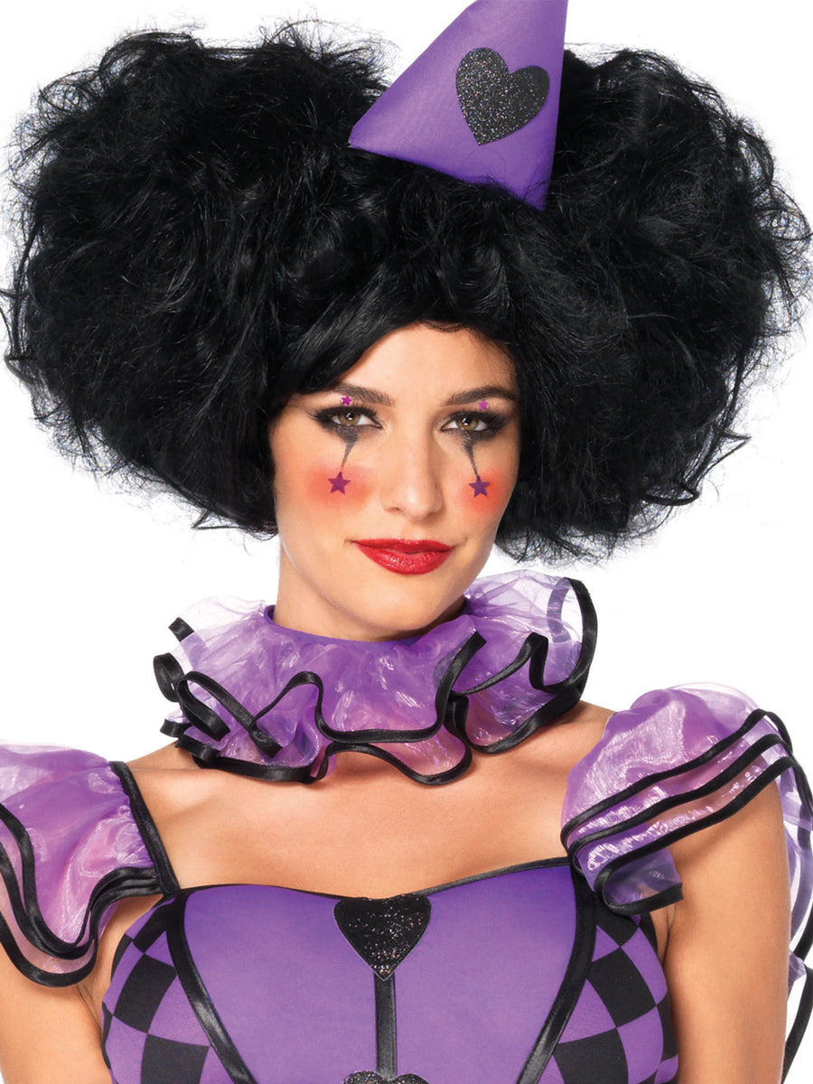 Womens Puffy Black Clown Bob Costume Wig Main Image
