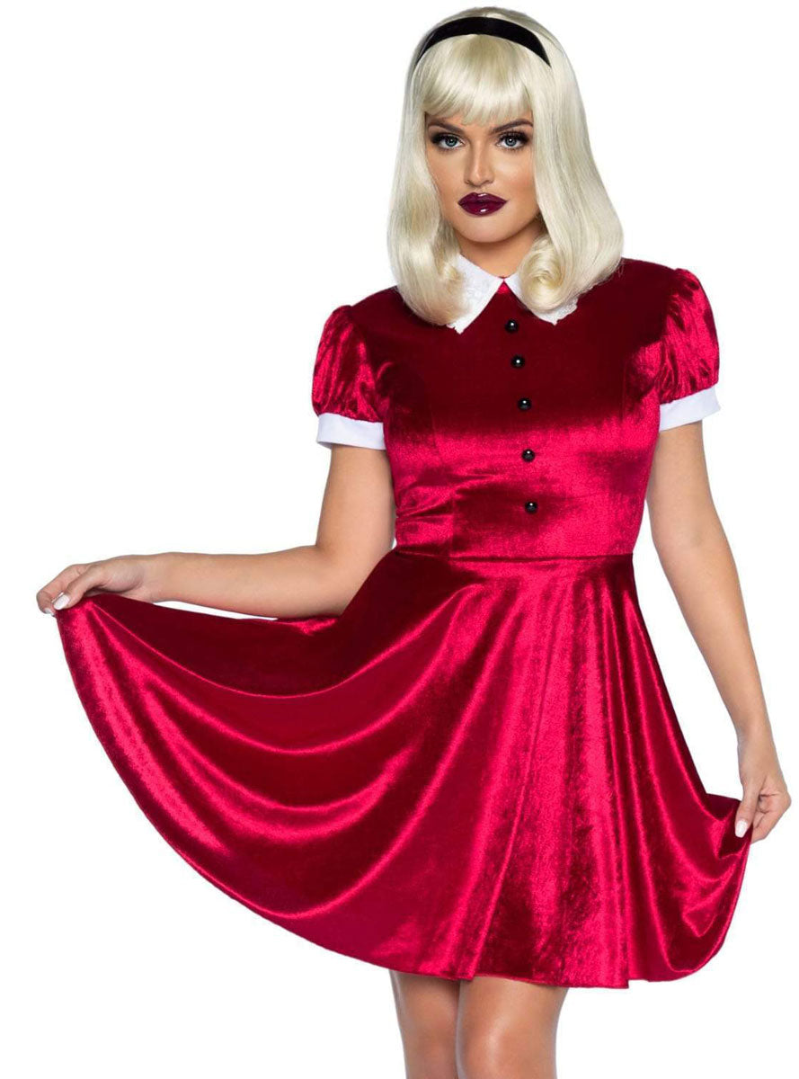Womens Red Velvet Spellbinding Witch Costume