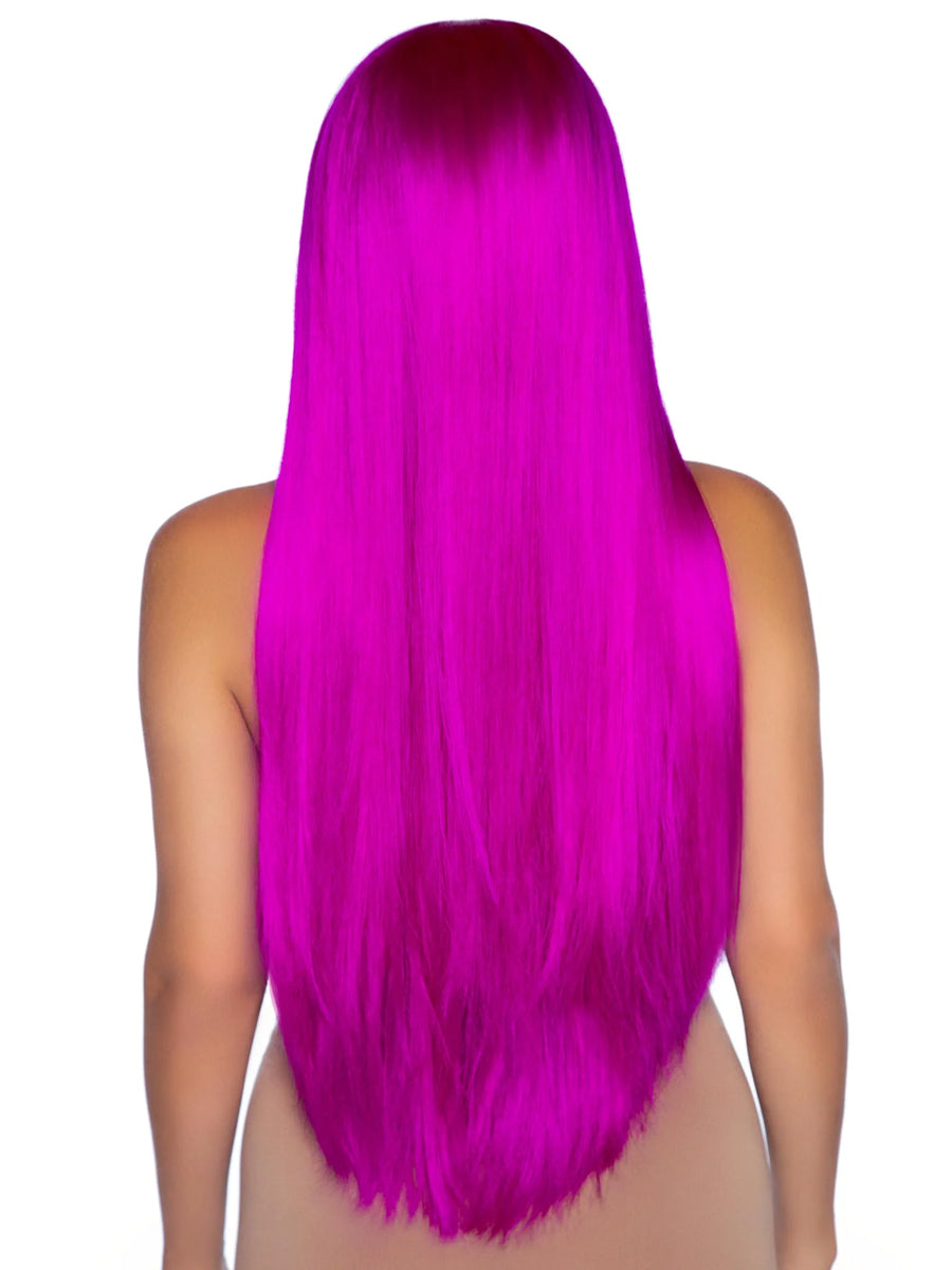 Womens Straight Long Raspberry Costume Wig Back Image