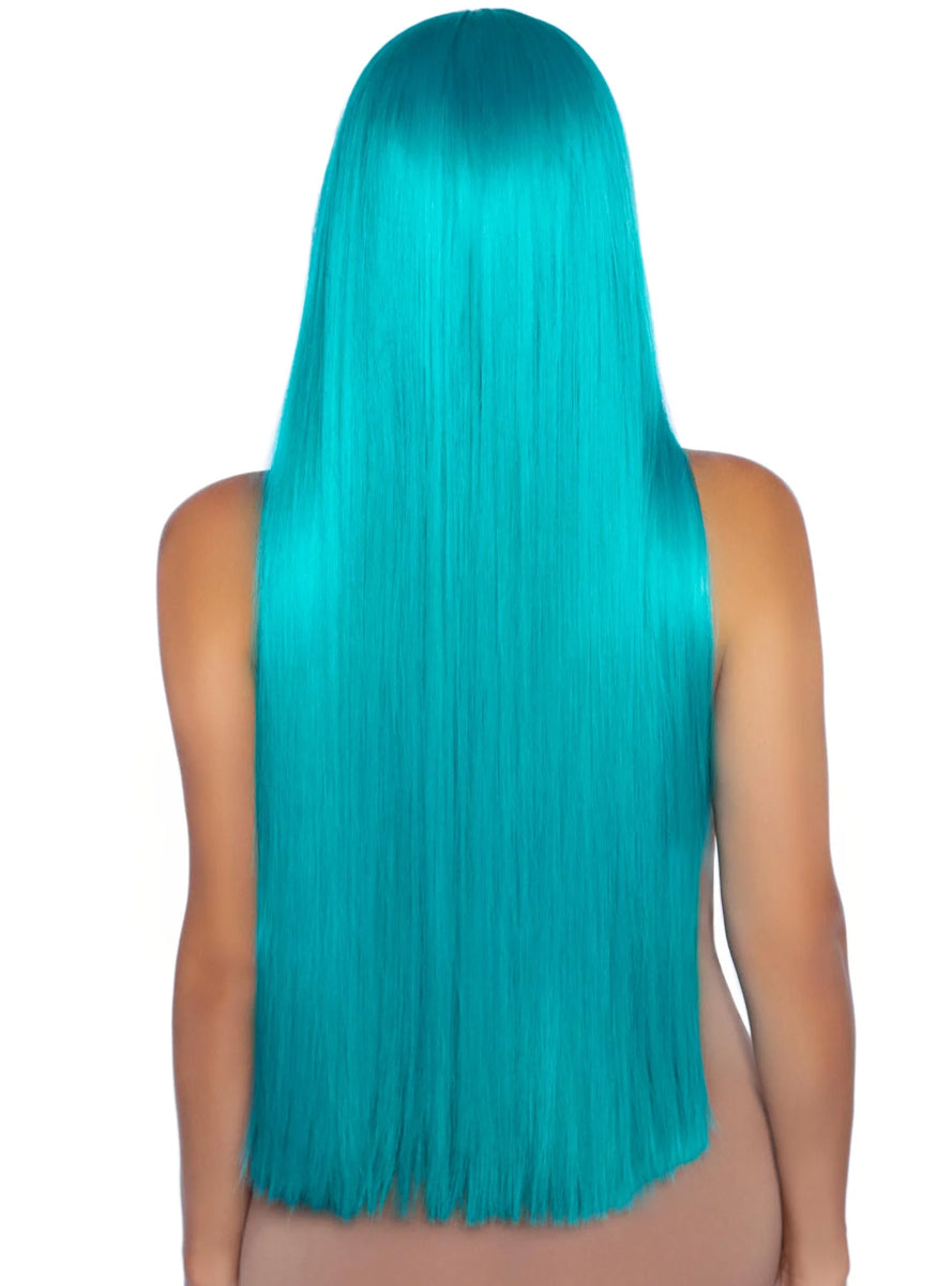 Womens Straight Long Turquoise Costume Wig Alternative Image