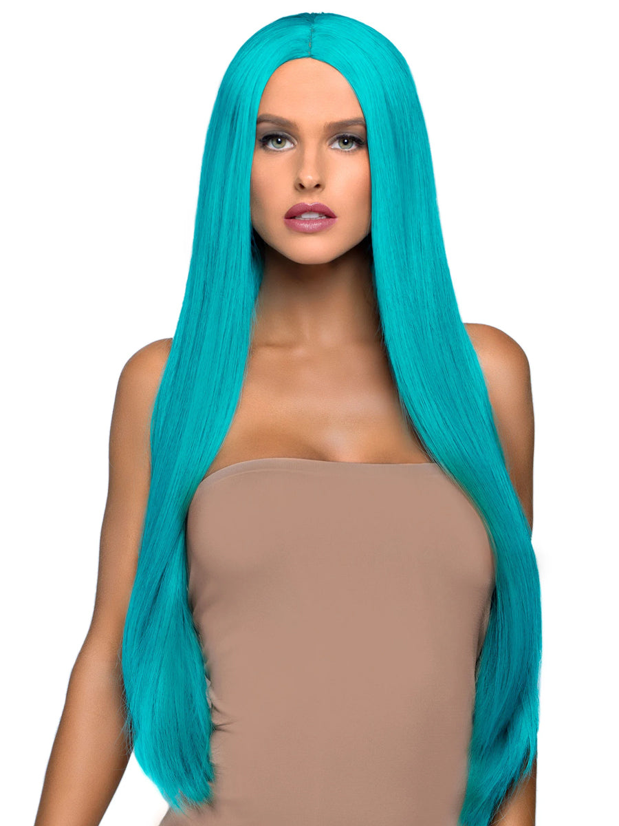 Womens Straight Long Turquoise Costume Wig Main Image