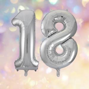 Image of silver 18th birthday balloons