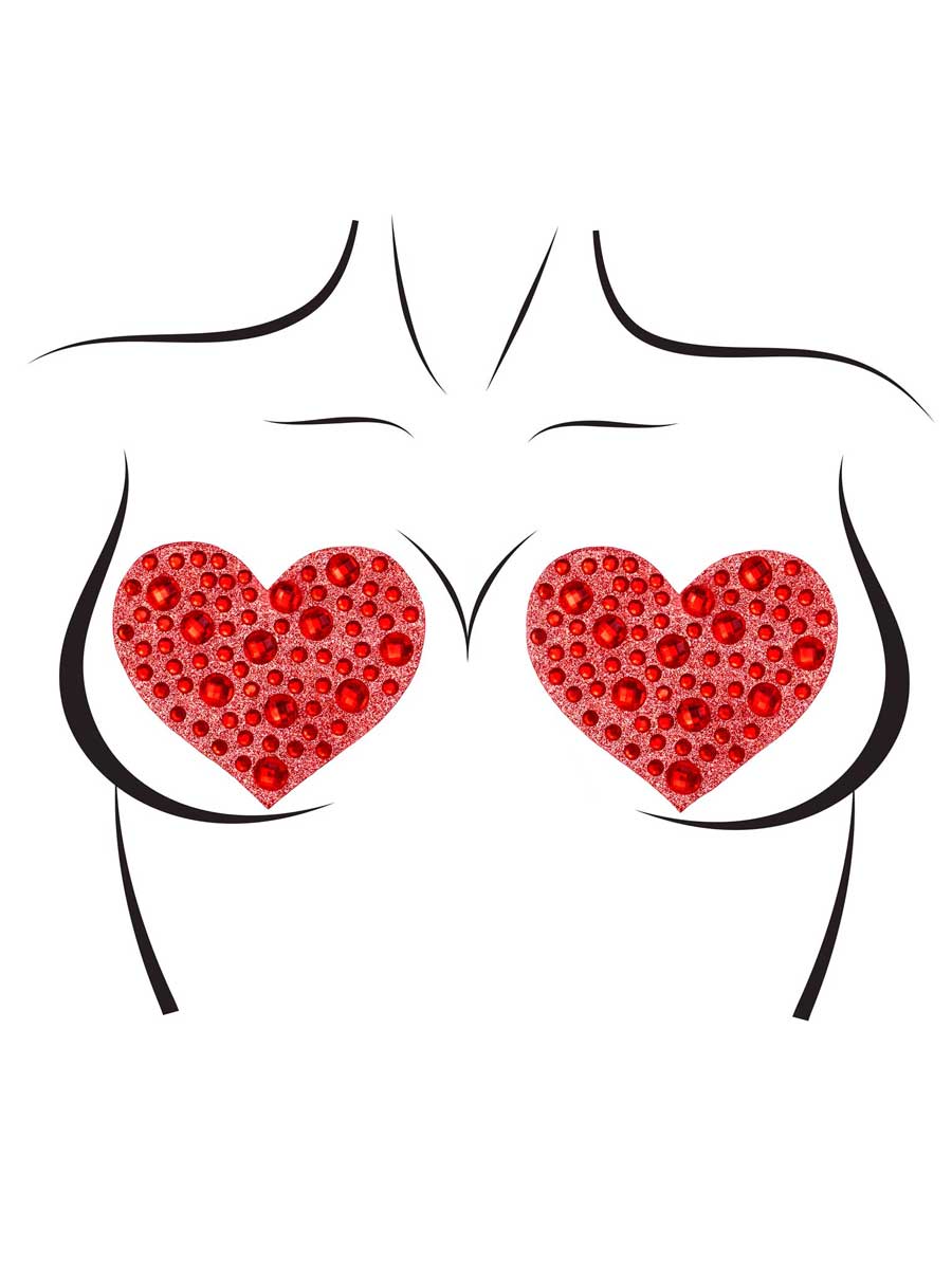 Womens Red Heart Amore Nipple Jewel Stickers Alternative Image