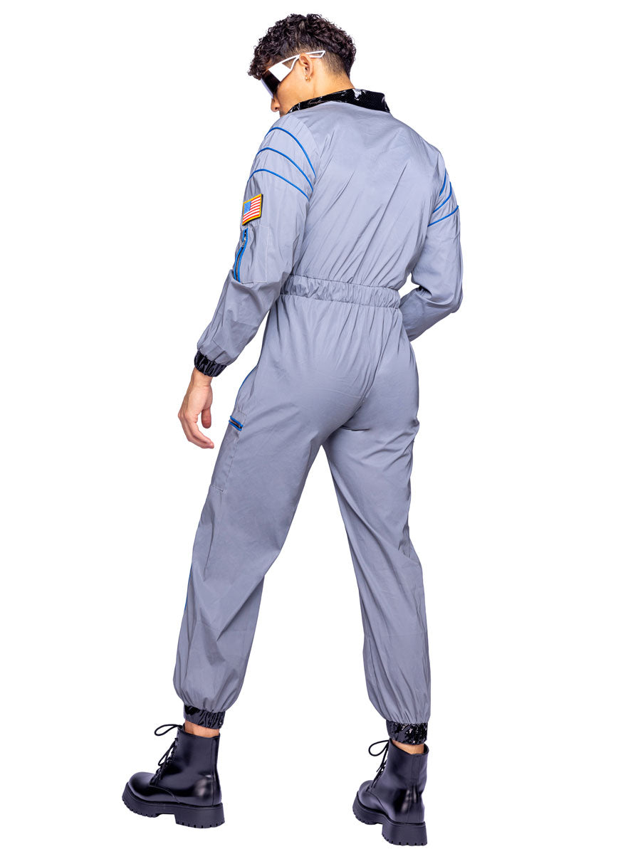 Astronaut Hunk Mens Reflective Jumpsuit Costume - Back Image