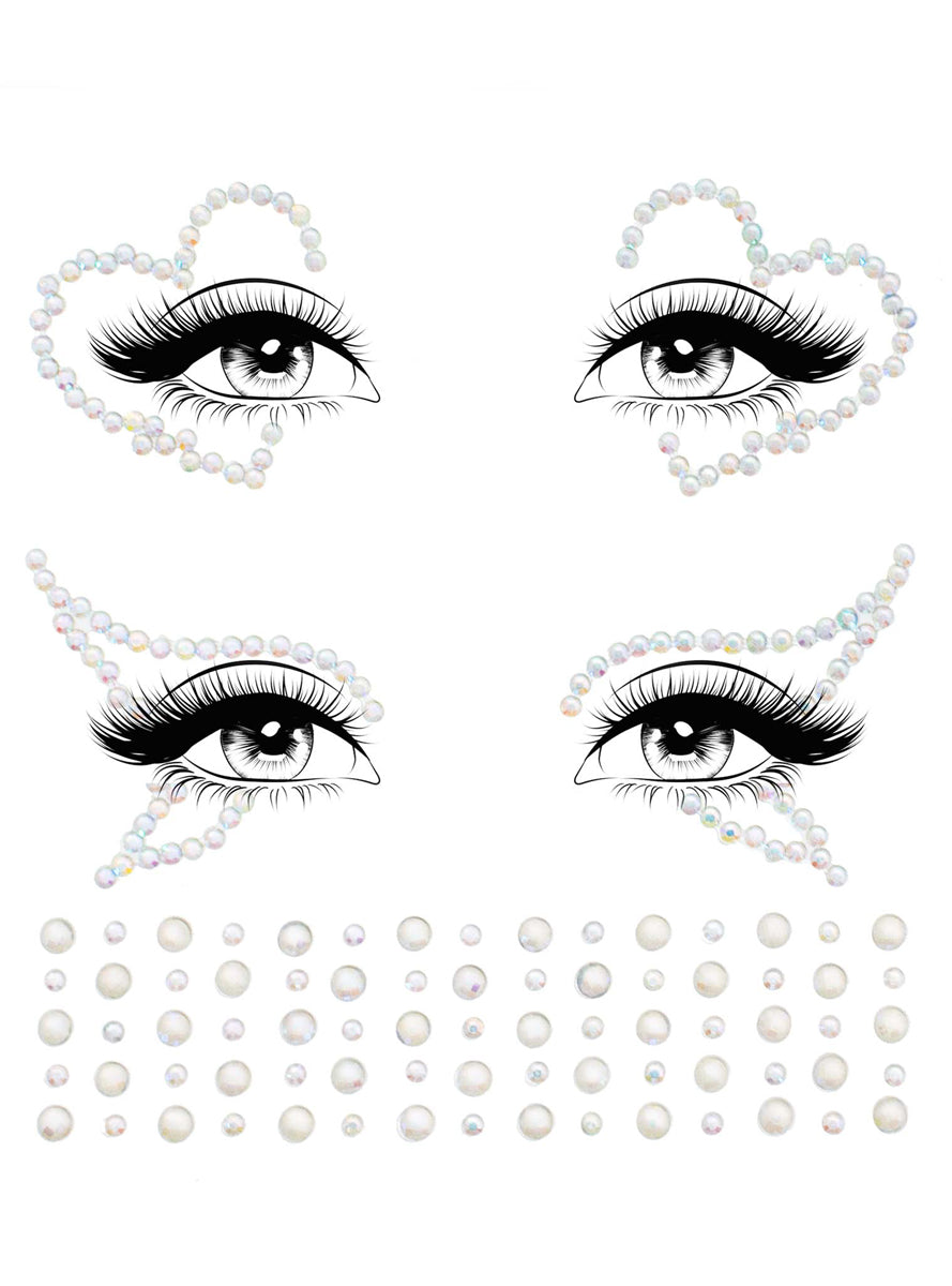 Ayla Glow In The Dark Clear Costume Face Jewels