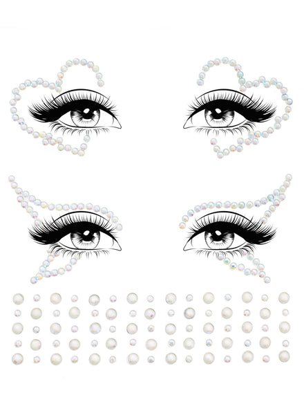 Ayla Glow In The Dark Clear Costume Face Jewels