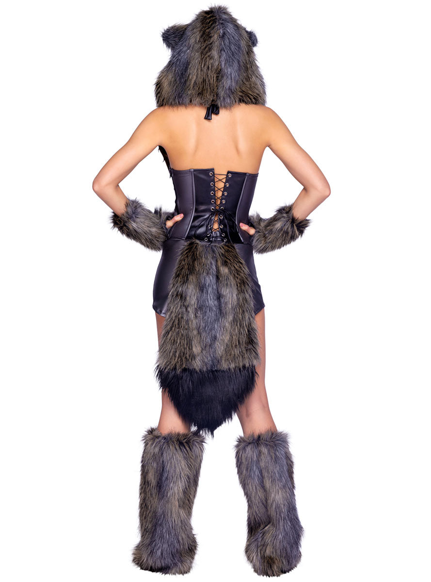 Black Ops Spy Womens Sexy White Jumpsuit Costume - Back Image