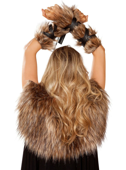 Viking Brown Faux Fur Arm Cuffs