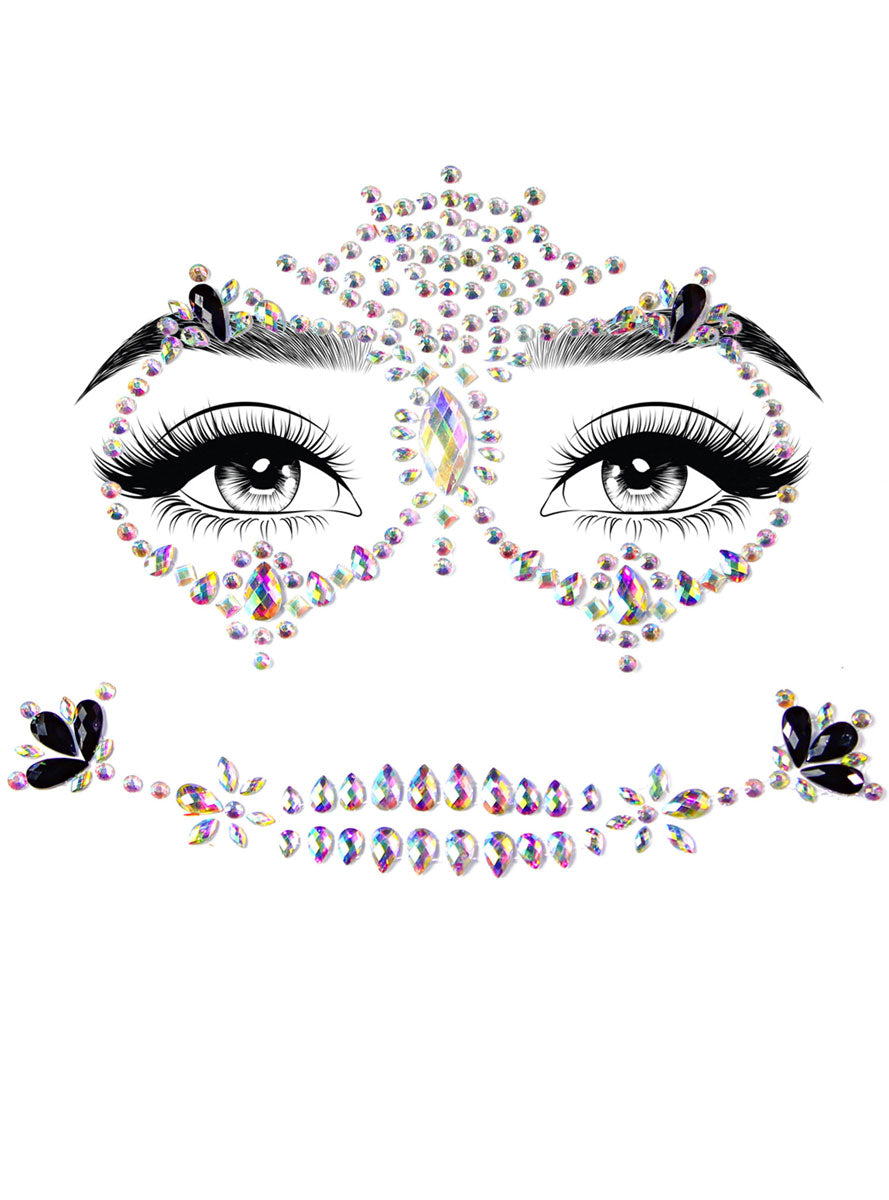 Calavera Sugar Skull Stick On Face Jewels Main Image