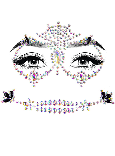 Calavera Sugar Skull Stick On Face Jewels Main Image
