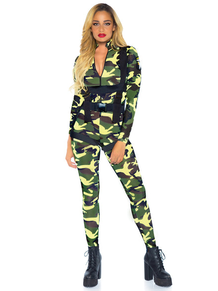 Womens Camouflage Print Pretty Paratrooper Army Soldier Costume Main Image