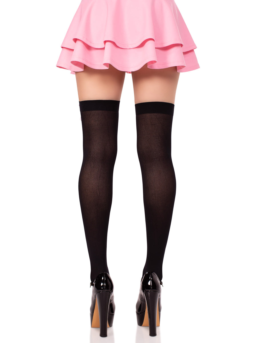 Womens Pink And Black Cross Bone Pirate Costume Stockings Back Image