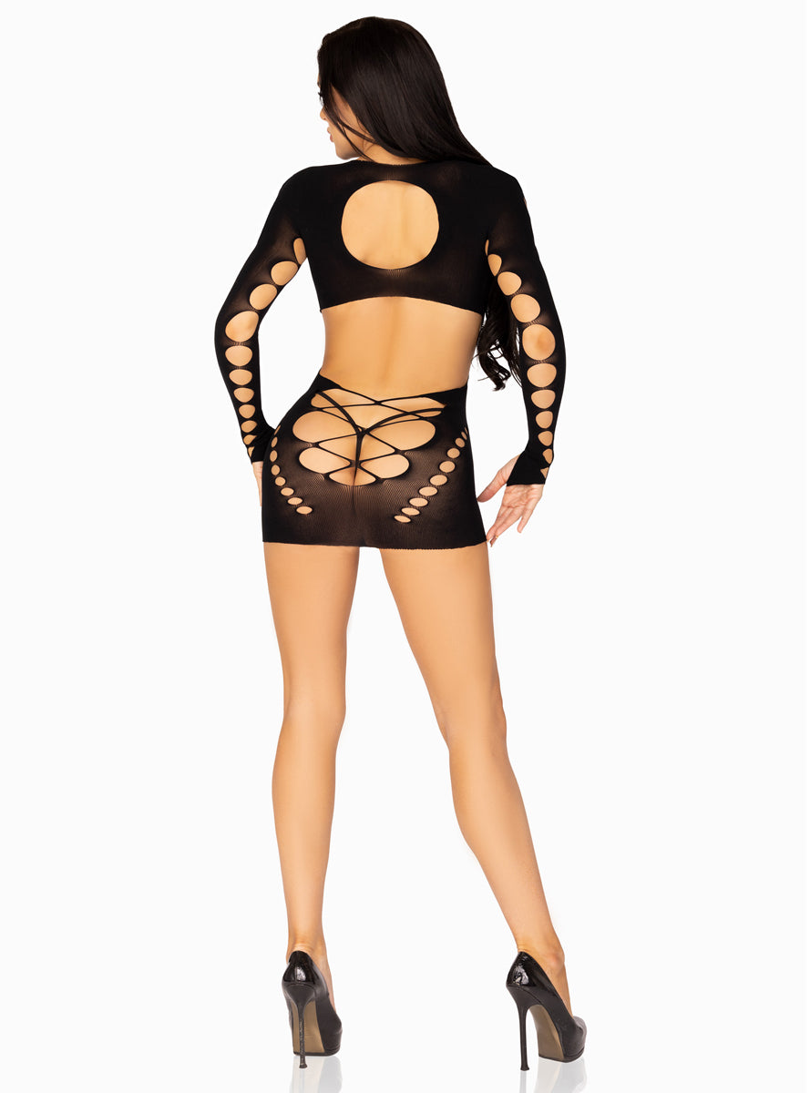 Cut Out Strappy Black Opaque Sexy Mini Dress