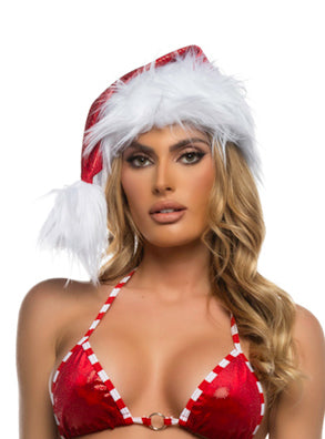 Faux Fur Trimmed Womens Christmas Costume Hat - Main Image