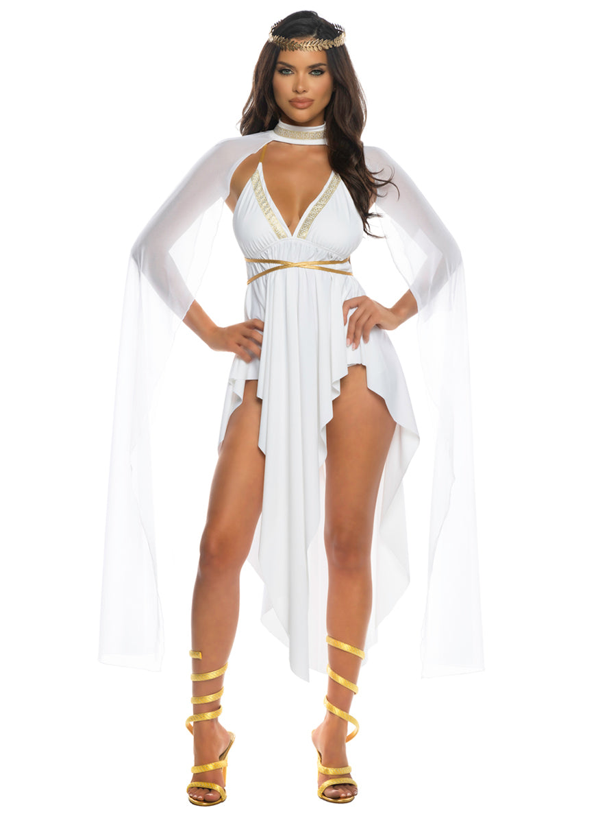 Gilded Goddess Womens Sexy White Ancient Roman Costume - Main Image