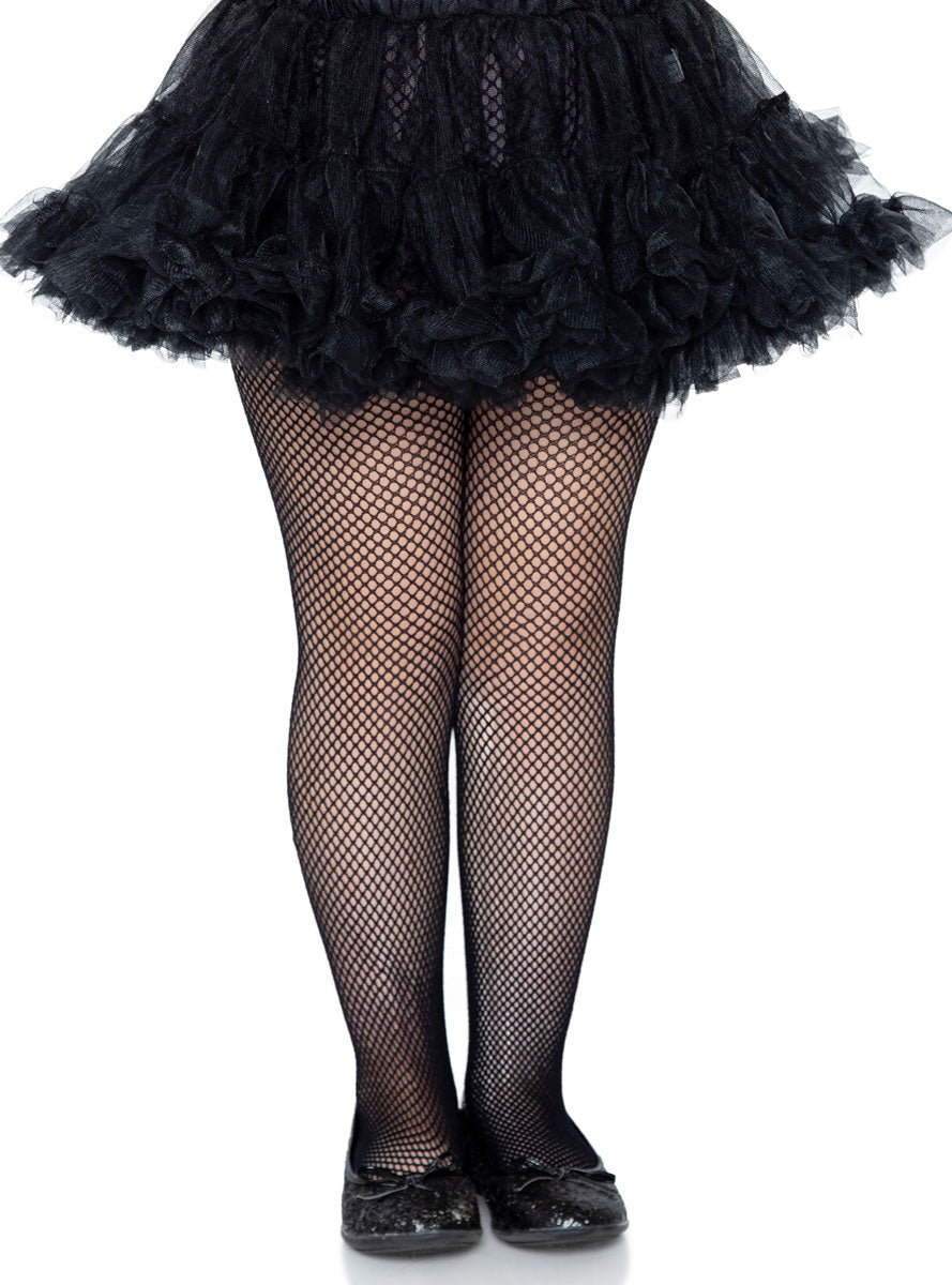 Girls Black Fishnet Full Length Costume Stockings Alternative Image