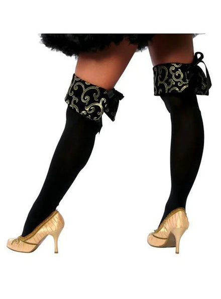 Black and Gold Brocade Boot Cuffs