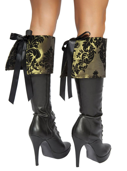 Green and Black Brocade Boot Cuffs