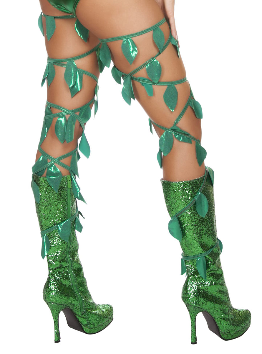 Green Leaf Womens Poison Ivy Costume Leg Warmers - Main Image
