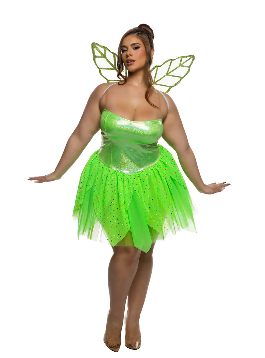 Happy Thoughts Pixie Plus Size Womens Sexy Green Tinkerbell Costume - Main Image