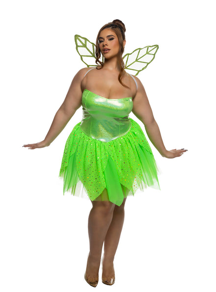 Happy Thoughts Pixie Plus Size Womens Sexy Green Tinkerbell Costume - Main Image
