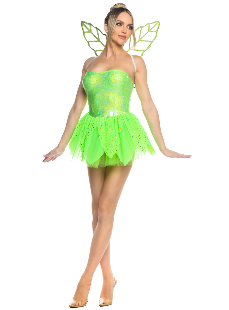 Happy Thoughts Pixie Womens Sexy Green Tinkerbell Costume - Main Image