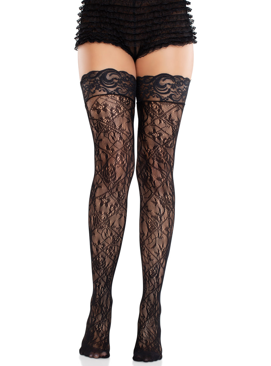 Womens Hatch Floral Lace Stay Up Lace Top Stockings Alternative Image