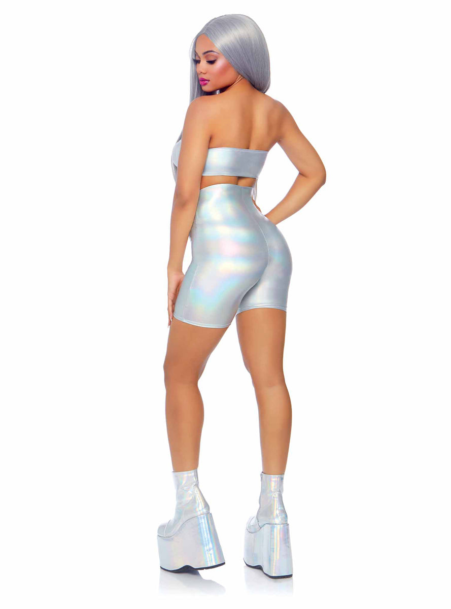 Holographic Sexy Bandeau and Shorts Festival Set