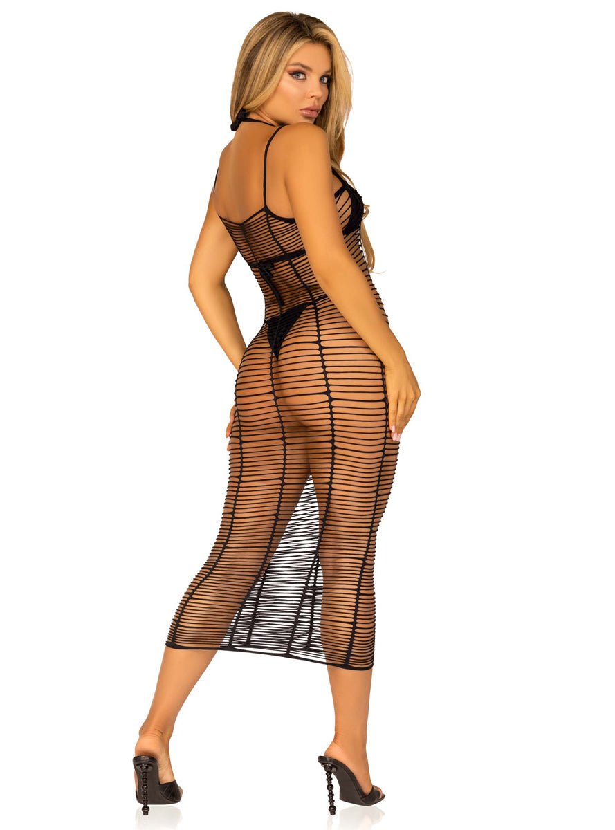 Horizontal Net Sexy Black Festival Maxi Dress
