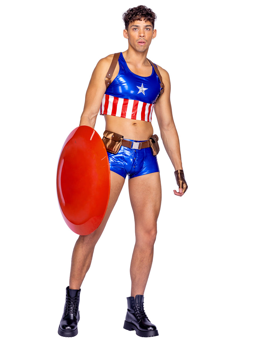Hulky America Hero Sexy Mens Superhero Costume - Main Image
