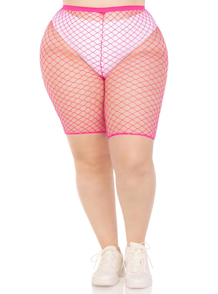 Industrial Net Neon Pink Plus Size Bike Shorts