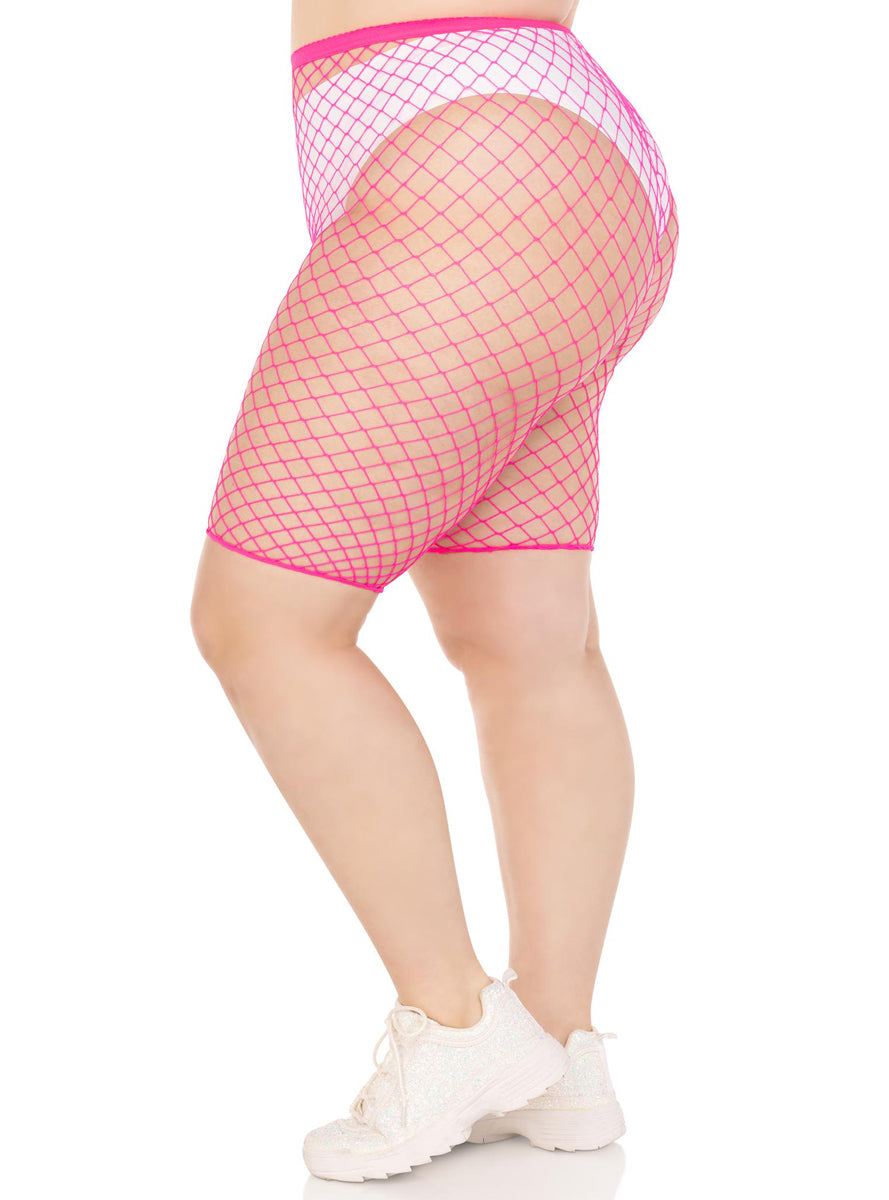 Industrial Net Neon Pink Plus Size Bike Shorts