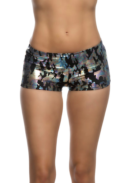 High Waist Womens Classic Black Costume Booty Shorts - Back Image
