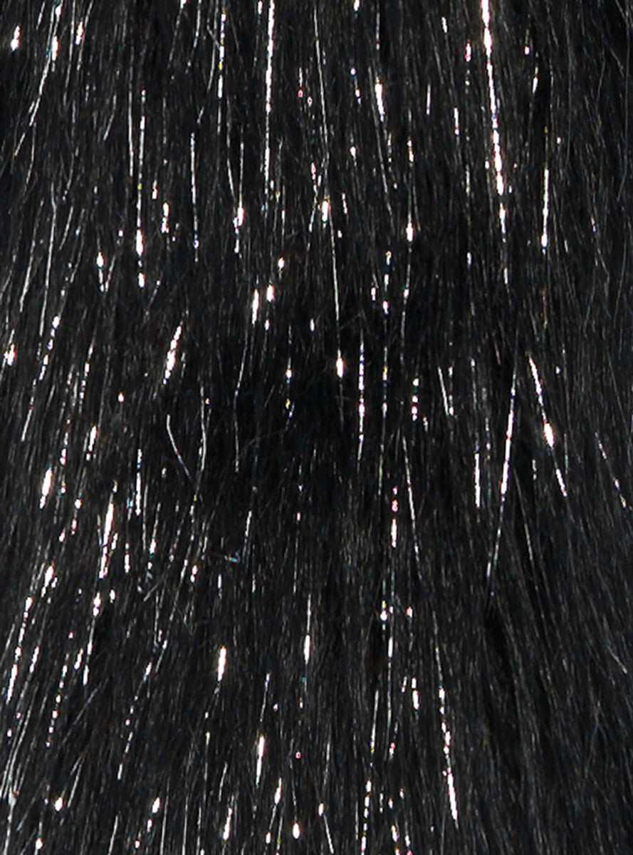 Womens Black Furry Metallic Shimmer Costume Leg Warmers Close Image