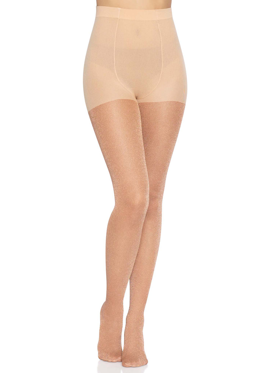 Womens Rose Gold Metallic Shimmer Costume Tights Alternative Image