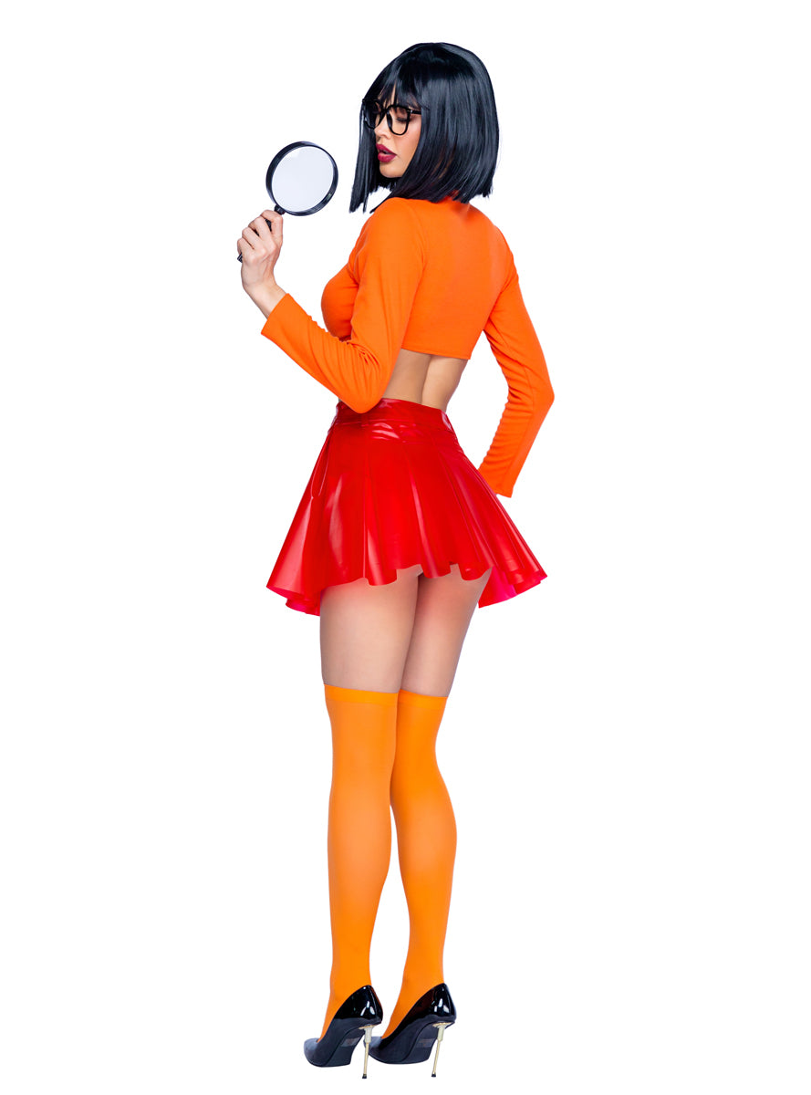 Mystery Solving Baddie Sexy Womens Velma Scooby Doo Costume - Back Image