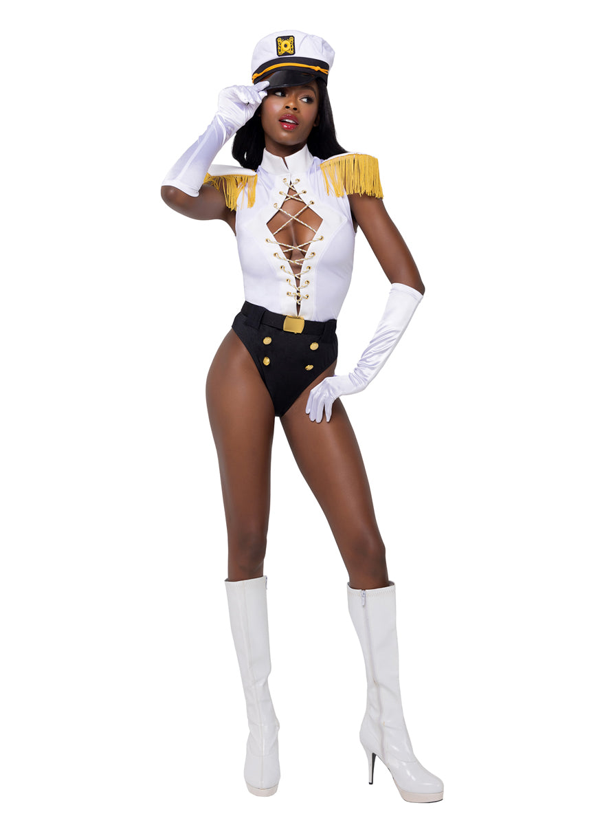 Nautical Sailor Captain Sexy Womens Bodysuit Costume - Main Image