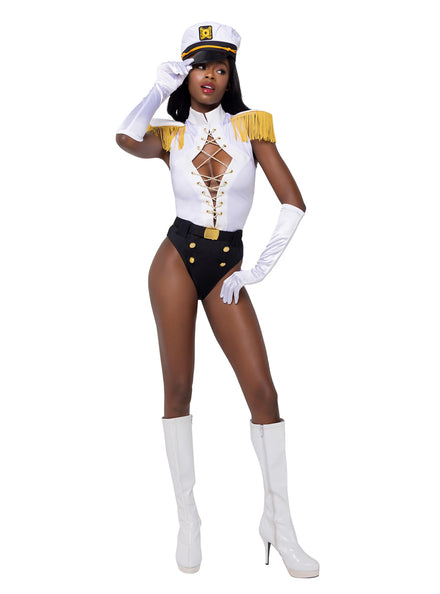 Nautical Sailor Captain Sexy Womens Bodysuit Costume - Main Image